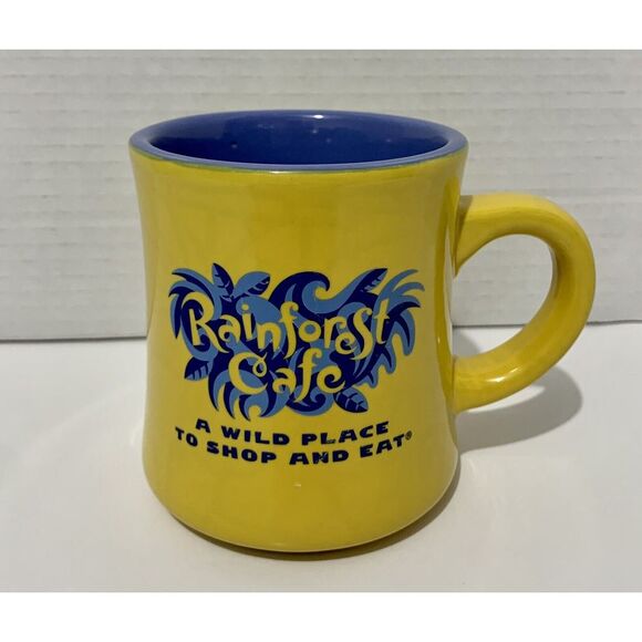 Vintage Rainforest Cafe Coffee Mug 1999 Yellow W/Logo Cup - Picture 2 of 7